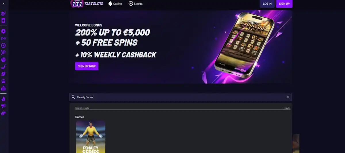 List of online casinos offering Penalty Series game with bonuses