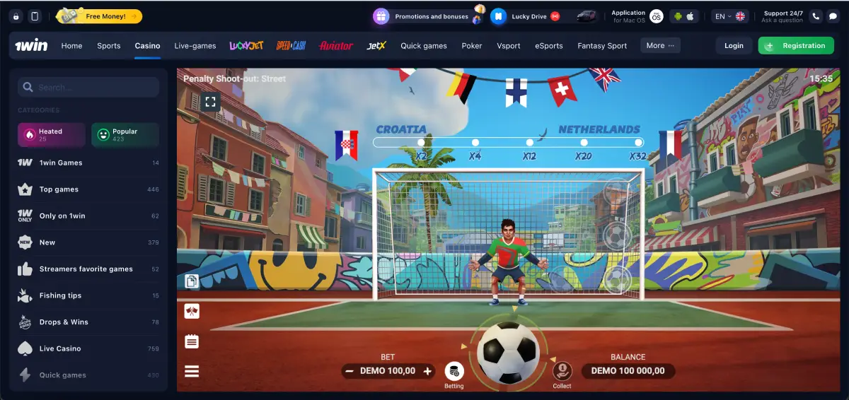 Multiplier progression in Penalty Shoot Out Street