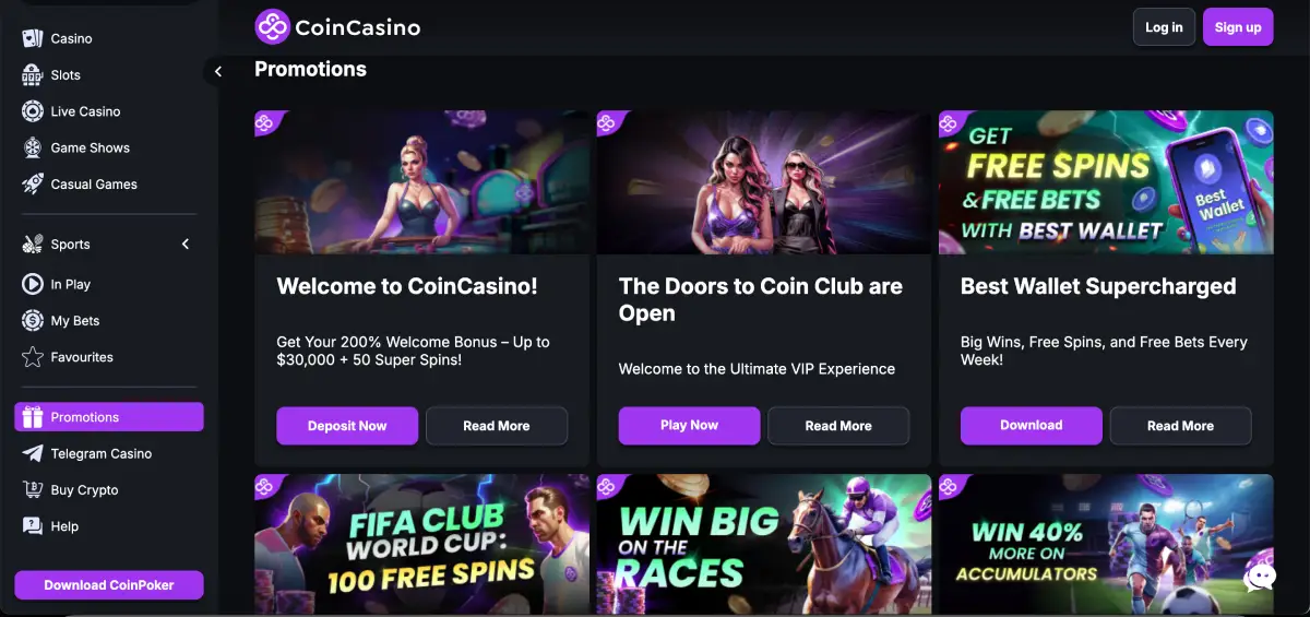 200% welcome bonus up to $30,000 for Penalty Shoot Out in CoinCasino