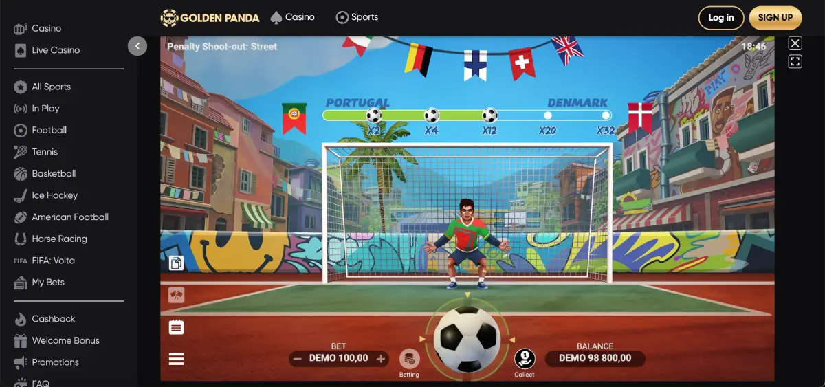 Penalty Shoot Out demo version in Golden Panda without registration