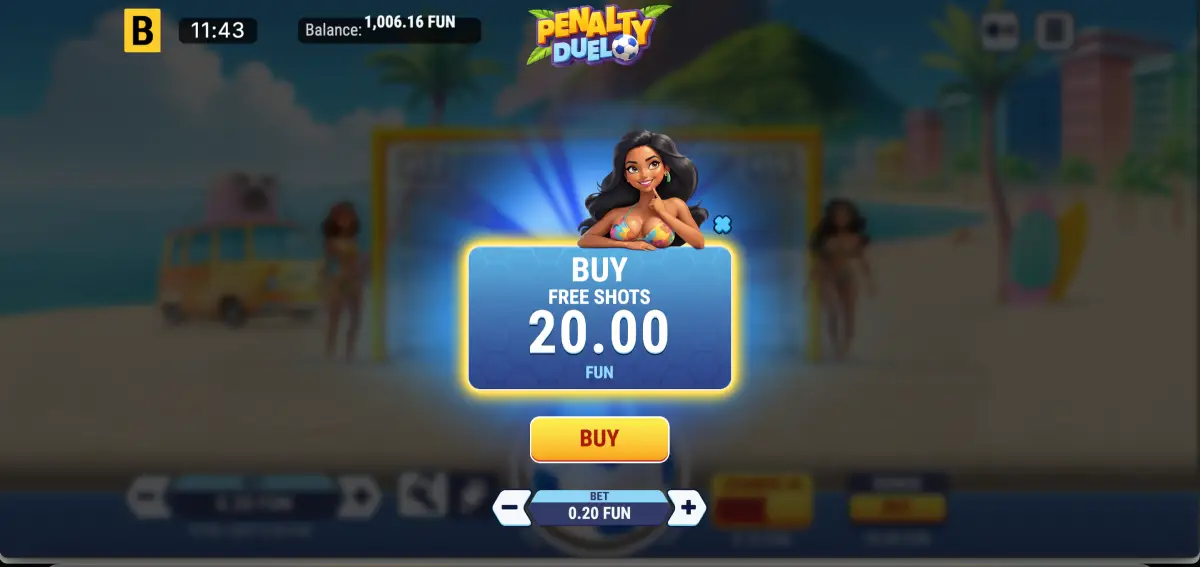 Bonus Buy feature activated in Penalty Duel crash game