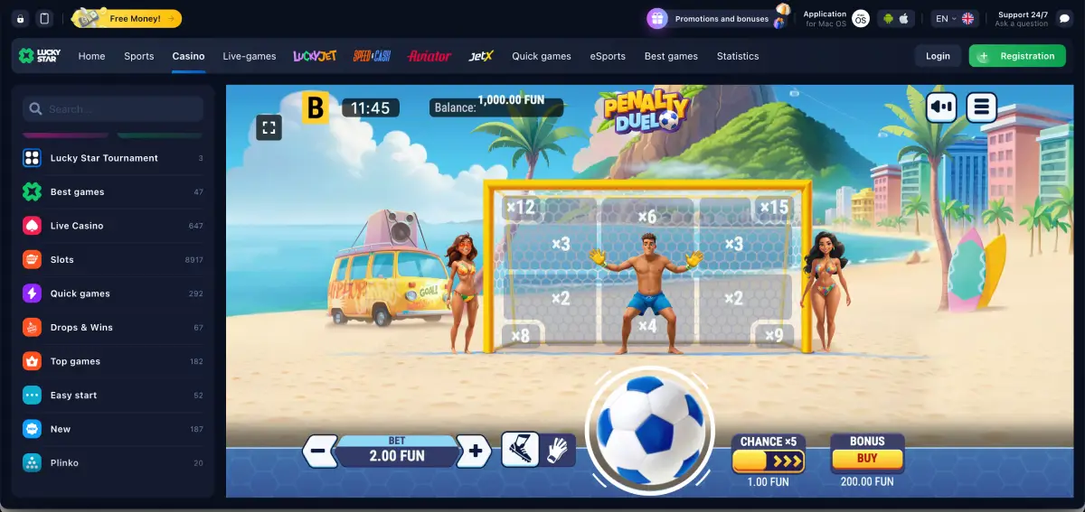 Penalty Duel game online demo mode in casino