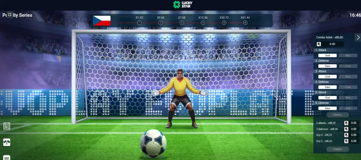 Penalty Series game interface with football-themed shootout mechanics Penalty Series game interface with football-themed shootout mechanics