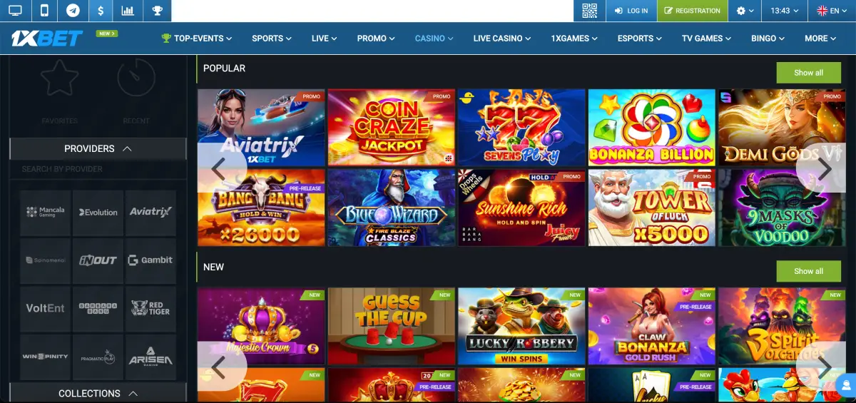 Penalty shoot out 1xbet game menu with multiple versions displayed