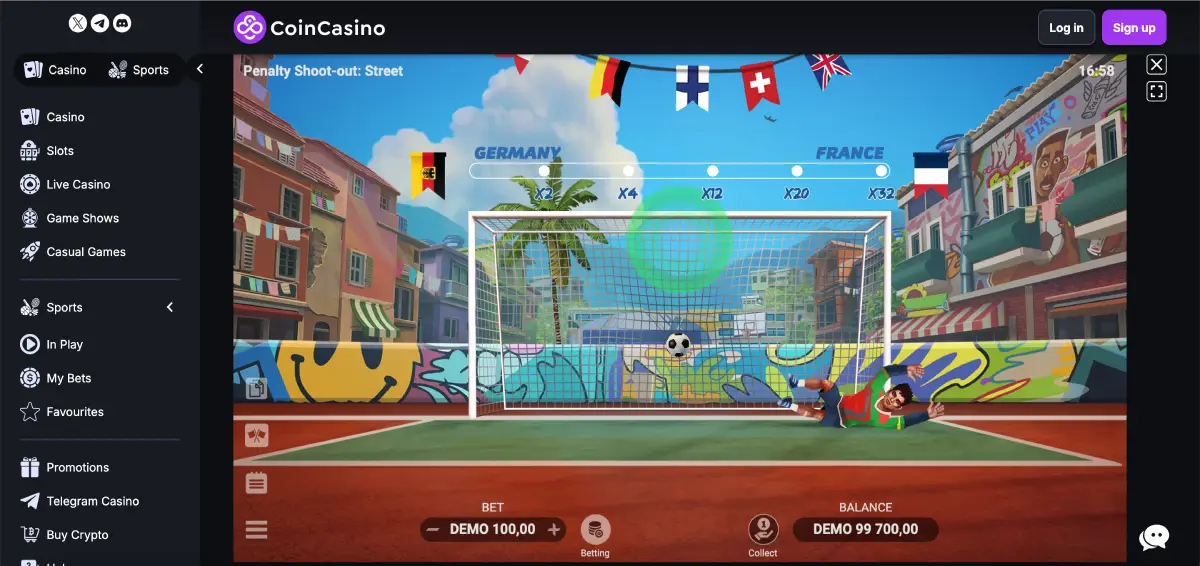 Volatility explanation in Penalty Shoot Out Street demo mode