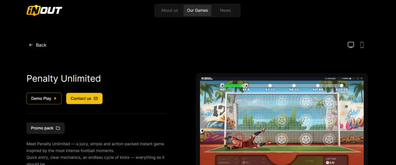 Bonus features and Golden Round in Penalty Unlimited game