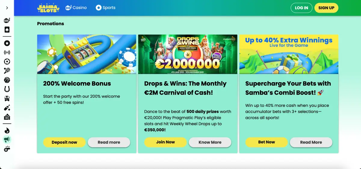 Welcome bonus up to €5,000 for Penalty Shoot Out at Samba Slots