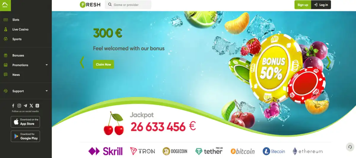 Search bar with Penalty Shoot Out in Fresh casino highlighted among game results