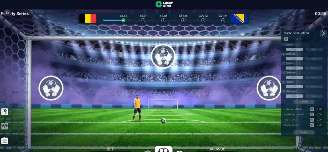Penalty Series game by Evoplay interface and football theme
