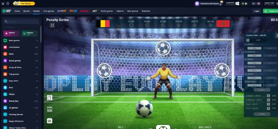 Penalty Series overview showing football gameplay and visual design