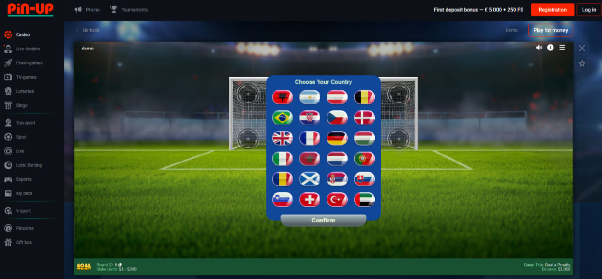 Goal a Penalty crash-style multiplier progression during a round